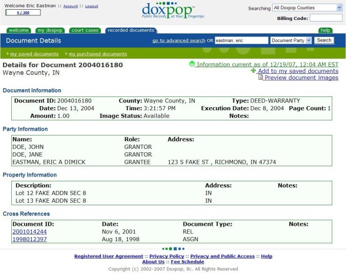 Sample Document Details