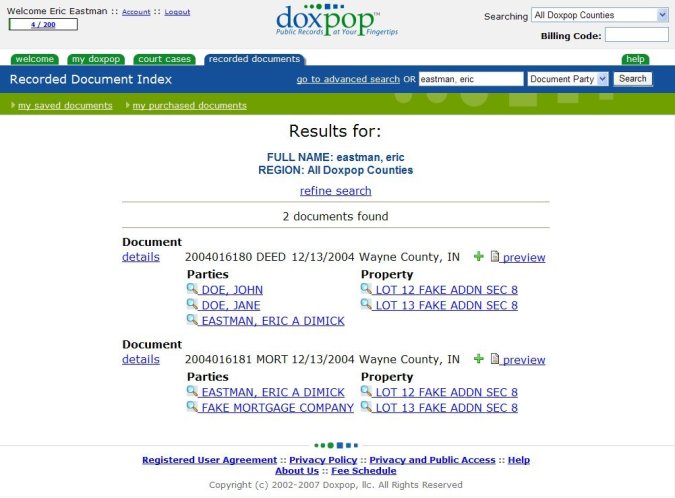 Sample Document Results